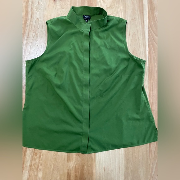 Talbots Olive Green Button-up Sleeveless Shirt - Picture 1 of 5